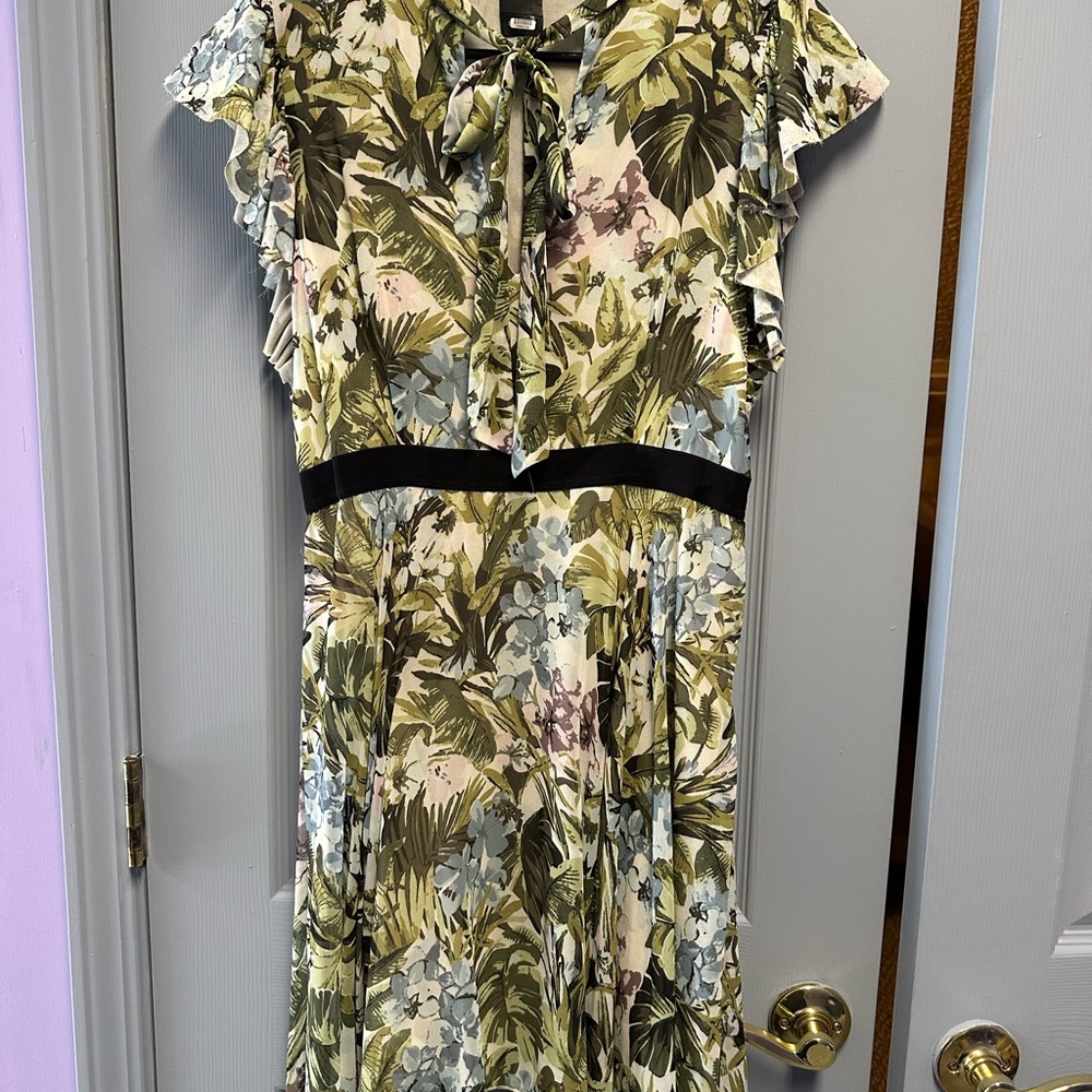 Pinko Tropical Leaf Print Midi Dress